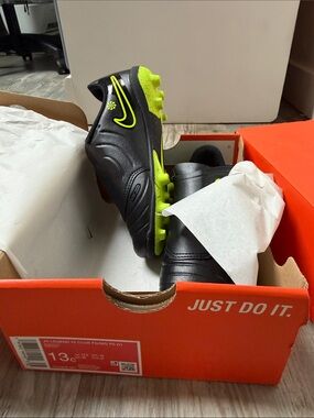 Nike Black and Neon Yellow Kids' Soccer Cleats